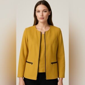 Chic Mustard Blazer with Black Accents